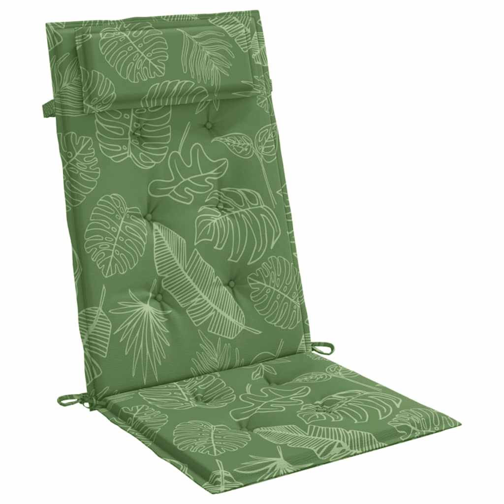 High-Back Cushions 4 pcs. Leaf Pattern Oxford Fabric