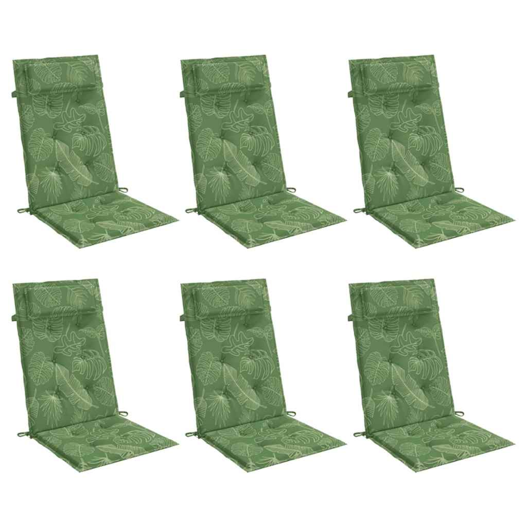 Coussins pour chaises longues 6 pcs Motif feuilles Tissu Oxford