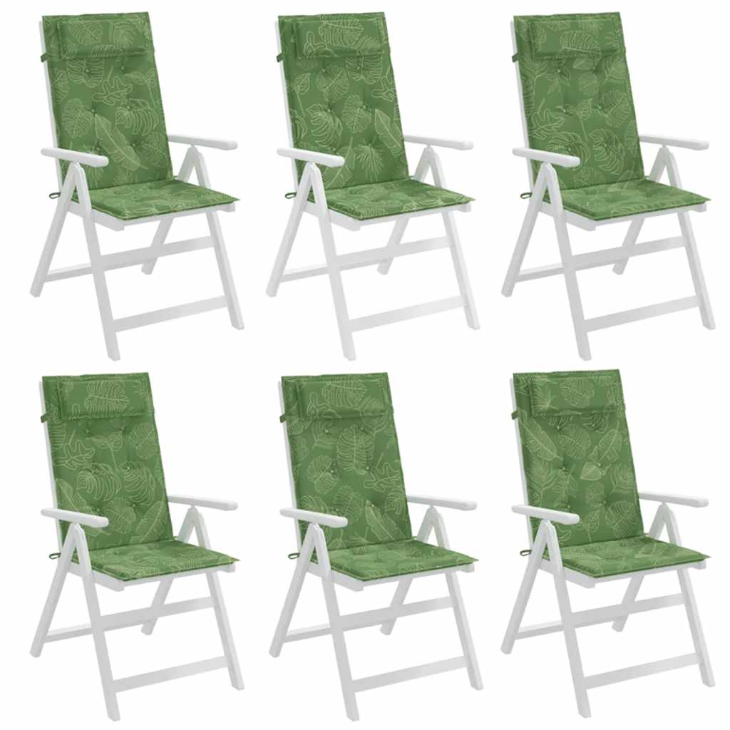 Coussins pour chaises longues 6 pcs Motif feuilles Tissu Oxford