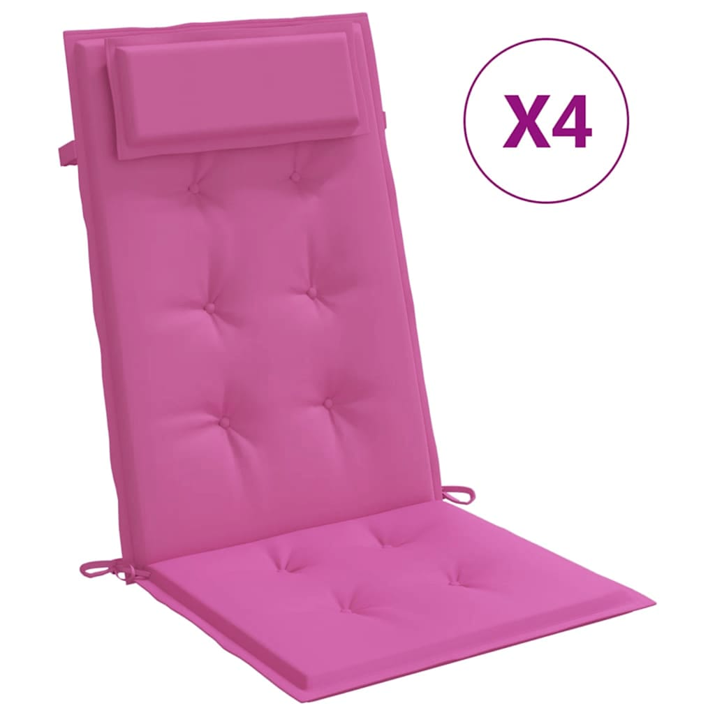 Coussins pour chaises longues à dossier haut 4 p. Tissu Oxford rose