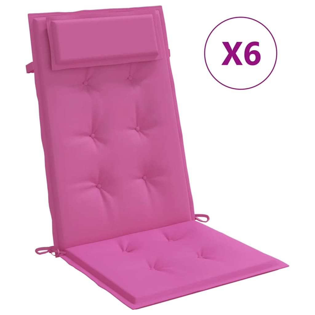 High-back chair cushions 6 pcs. Pink Oxford fabric