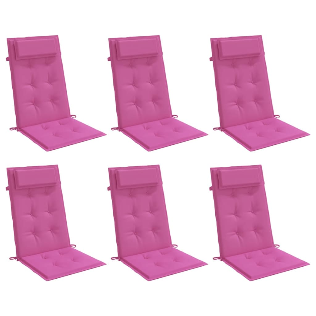 High-back chair cushions 6 pcs. Pink Oxford fabric