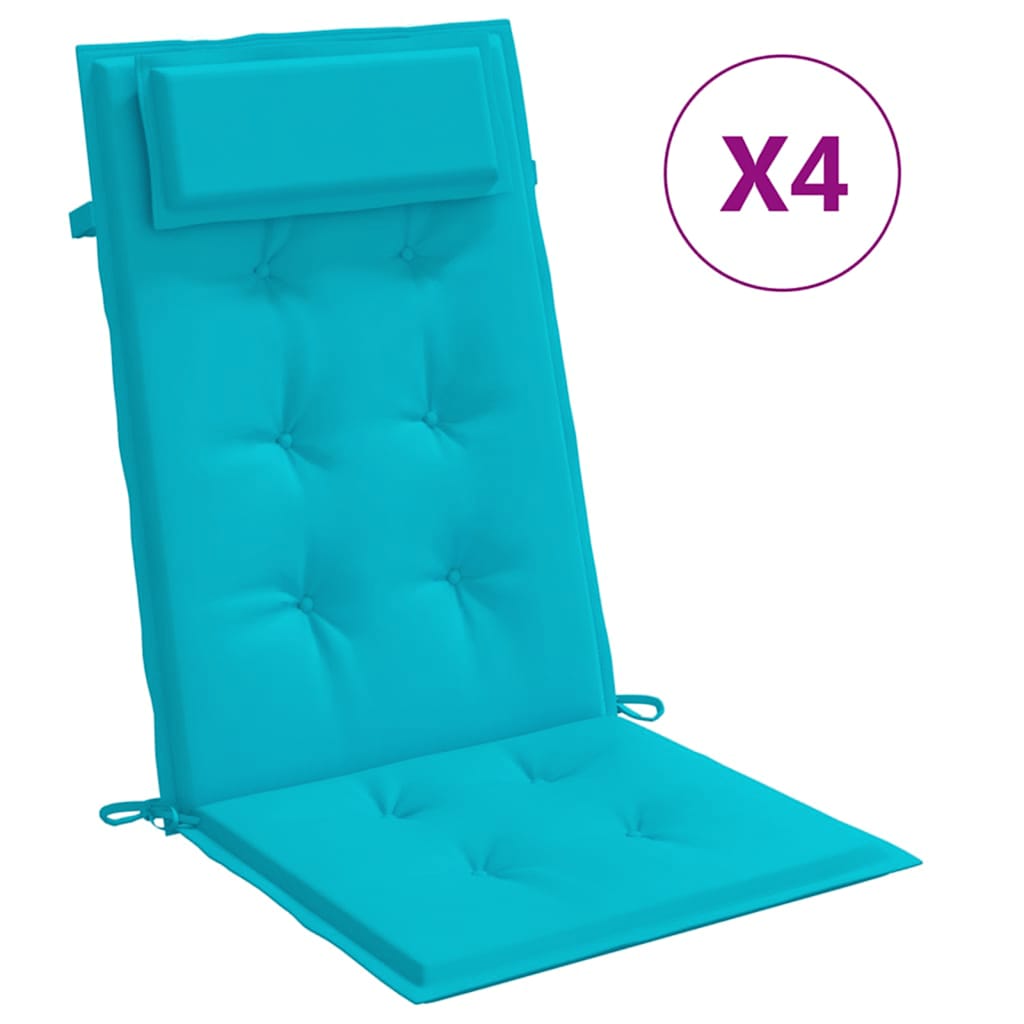 High-back cushion pads 4 pcs. Turquoise Oxford fabric