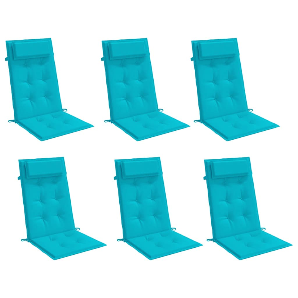 Coussins de dossier haut 6 p. Tissu Oxford turquoise