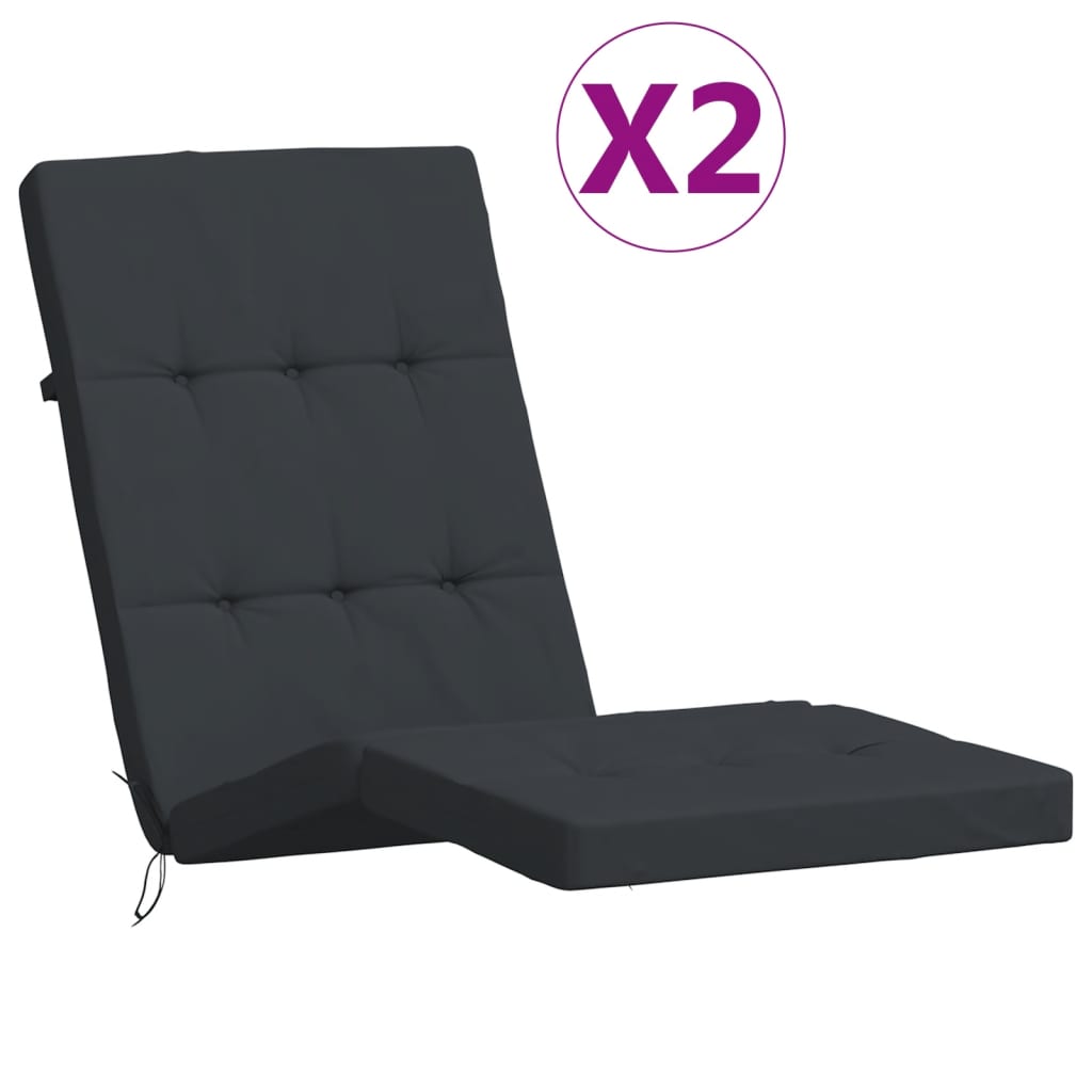 Deck Chair Cushions 2 pcs. Black Oxford Fabric