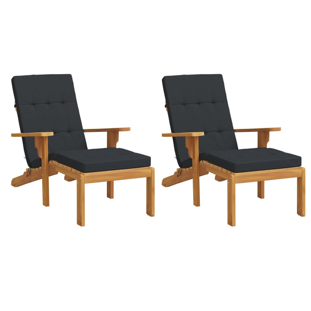Deck Chair Cushions 2 pcs. Black Oxford Fabric