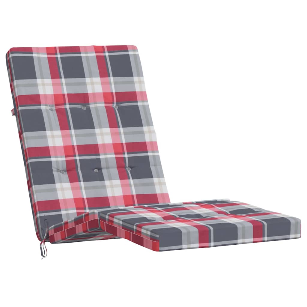 Coussins pour chaise longue 2 p. Rouge à carreaux Tissu Oxford