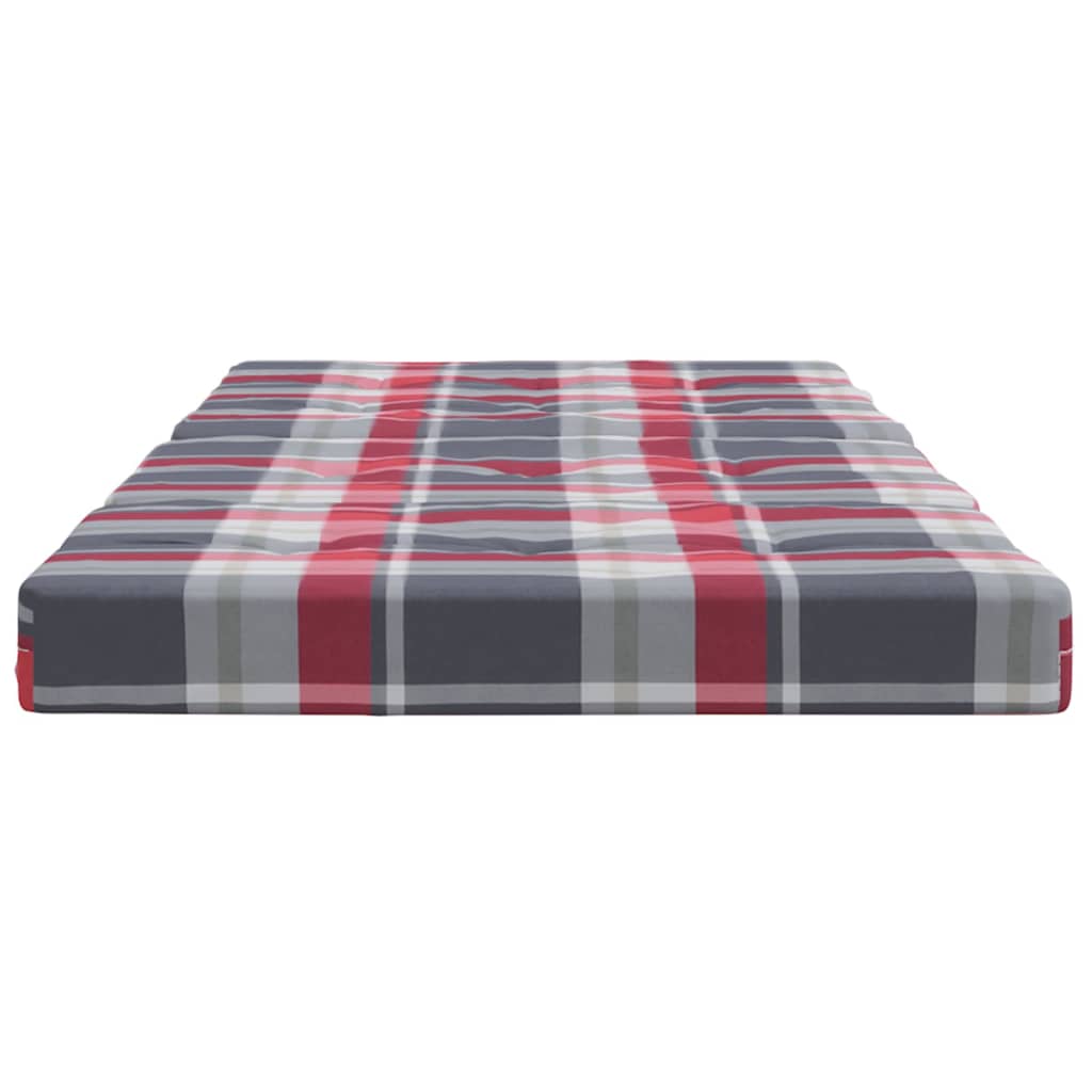 Coussins pour chaise longue 2 p. Rouge à carreaux Tissu Oxford