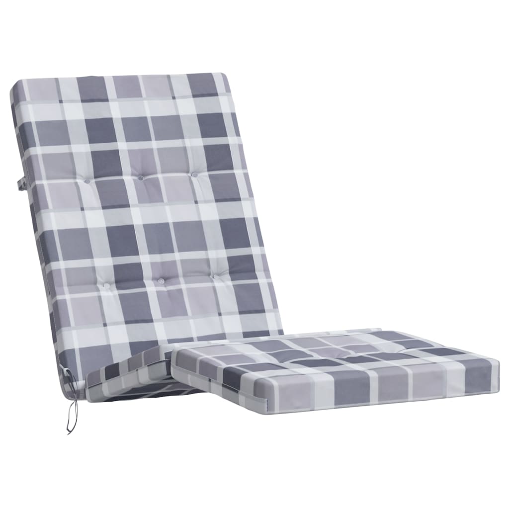 Deck Chair Cushions 2 pcs. Grey Plaid Oxford Fabric