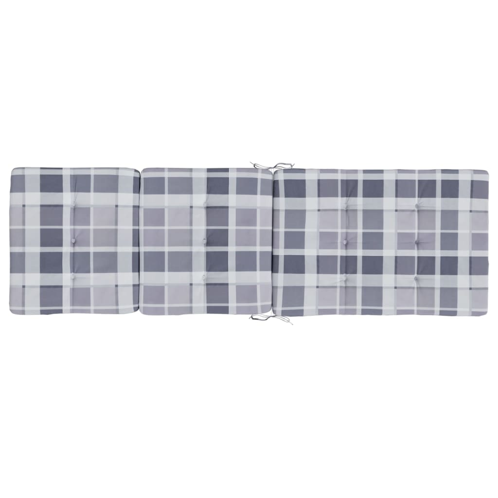 Deck Chair Cushions 2 pcs. Grey Plaid Oxford Fabric