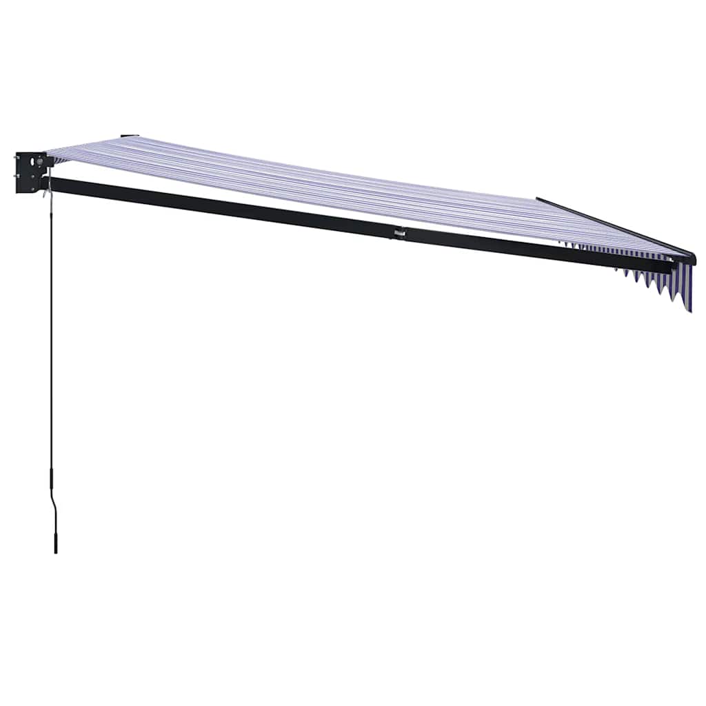 Markise Einziehbar Blau und Weiß 4x3 m Stoff und Aluminium