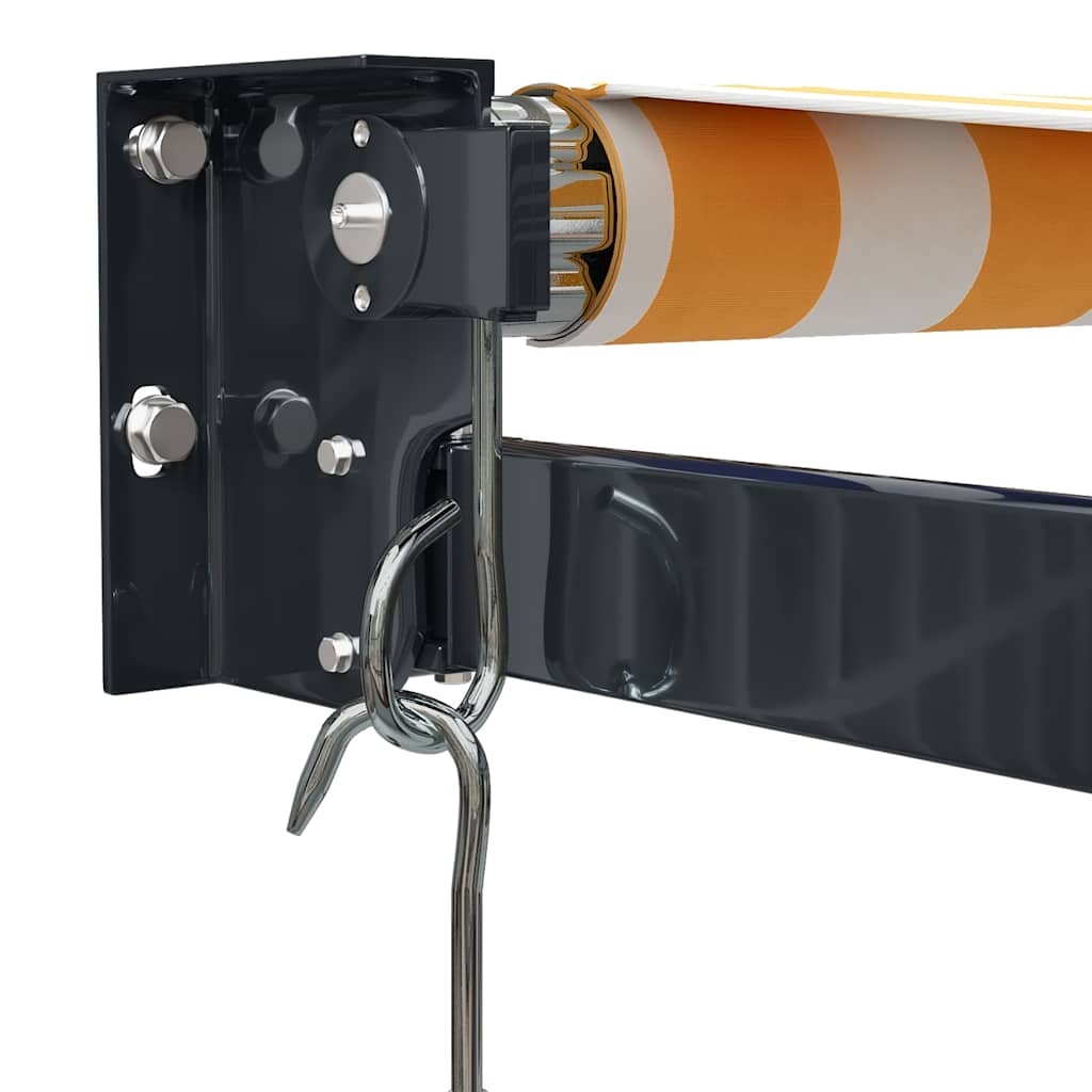 Markise Einziehbar Gelb und Weiß 4x3 m Stoff und Aluminium