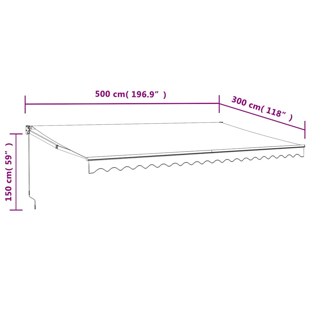 Elektrische Markise mit Kurbel Anthrazit 5x3 m