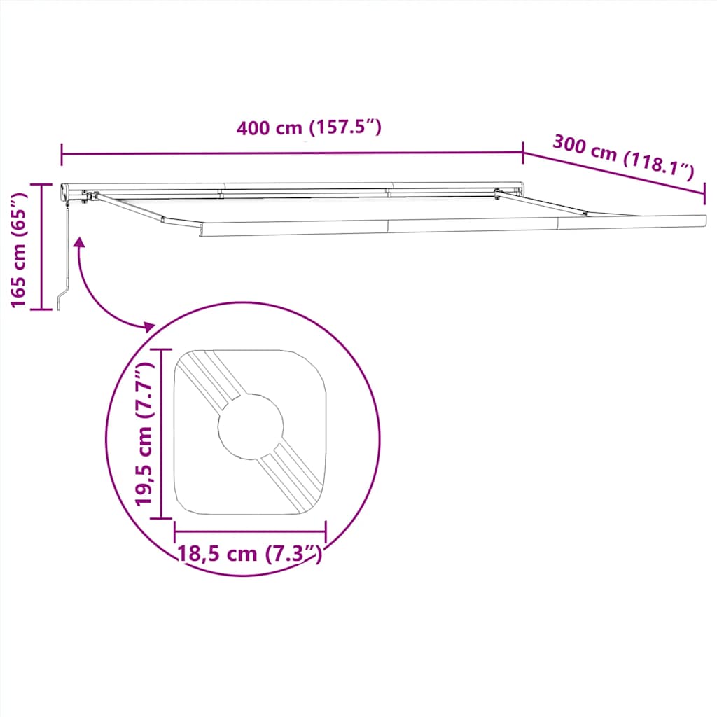 Markise Einziehbar Orange und Braun 4x3 m Stoff und Aluminium