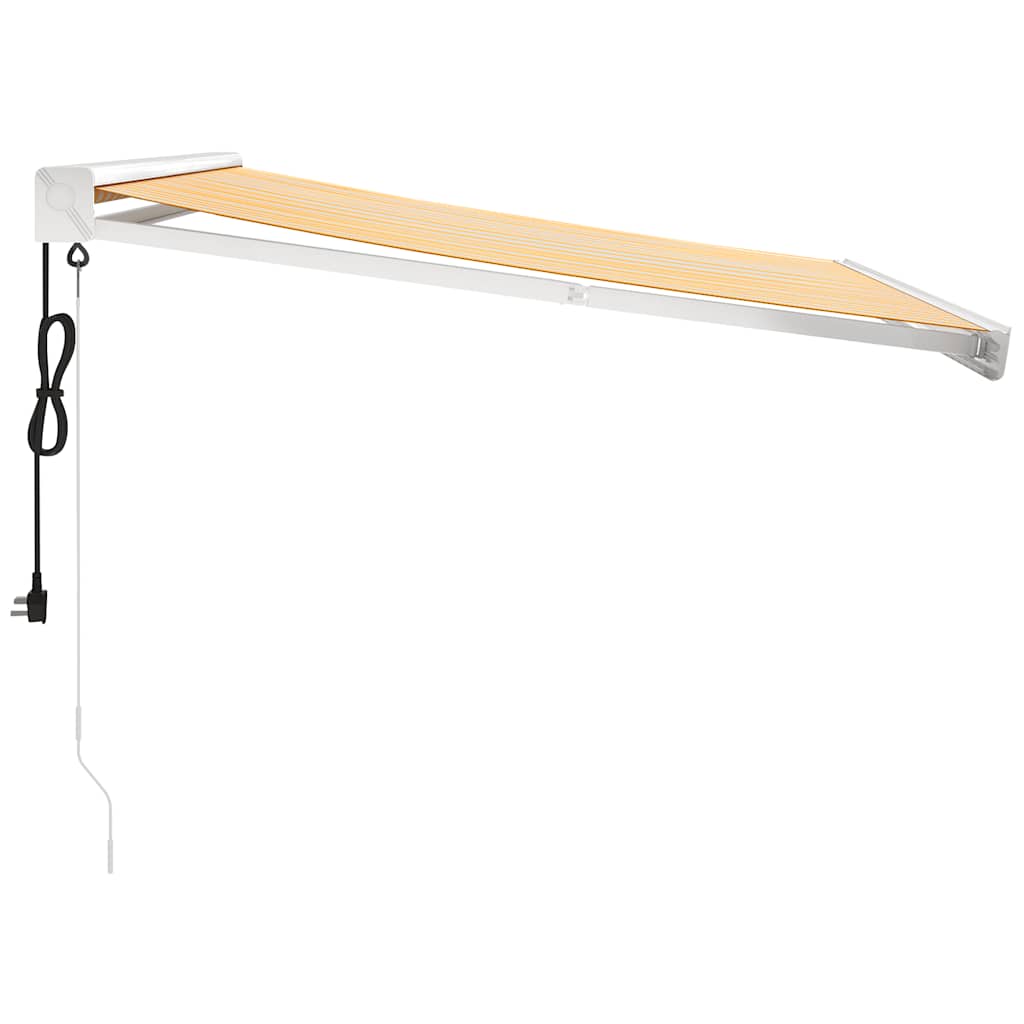 Markise Einziehbar Gelb und Weiß 3,5x2,5 m Stoff und Aluminium