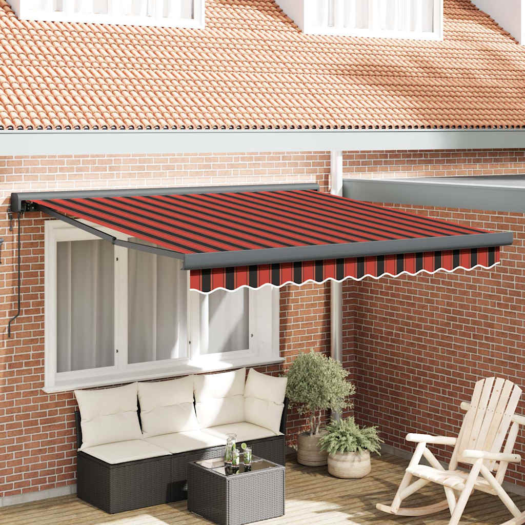 Markise Einziehbar Orange und Braun 3x2,5 m Stoff und Aluminium