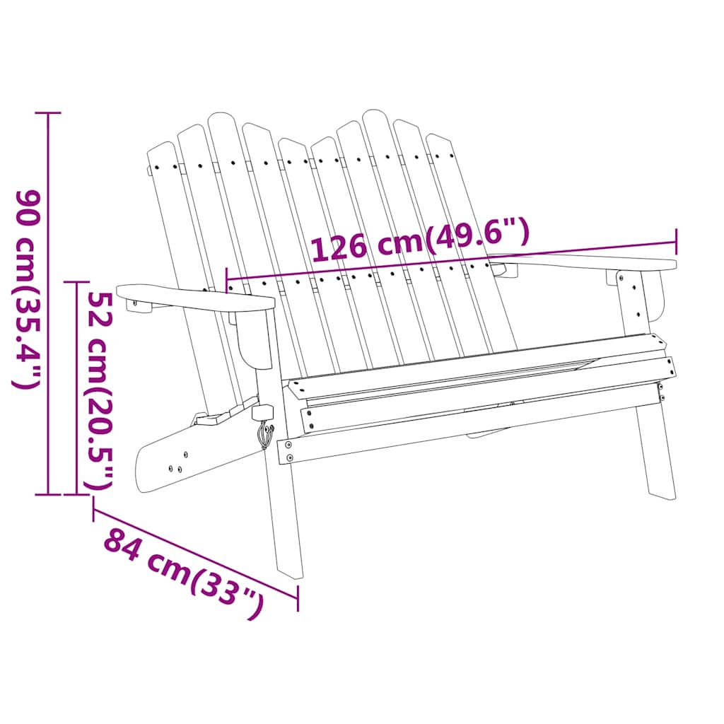 Adirondack-Gartenbank 126 cm Massivholz Akazie