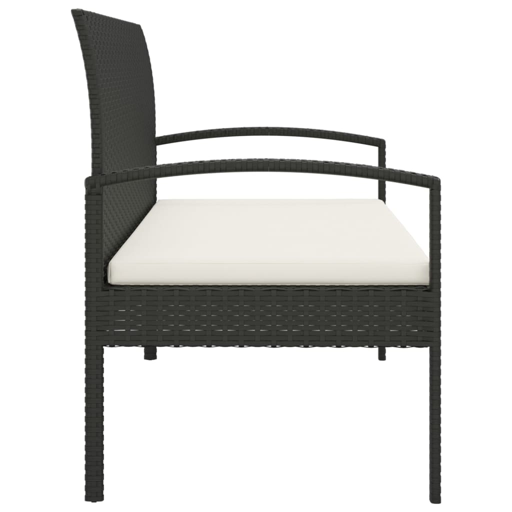 Gartenbank mit Kissen Schwarz 105 cm Poly Rattan