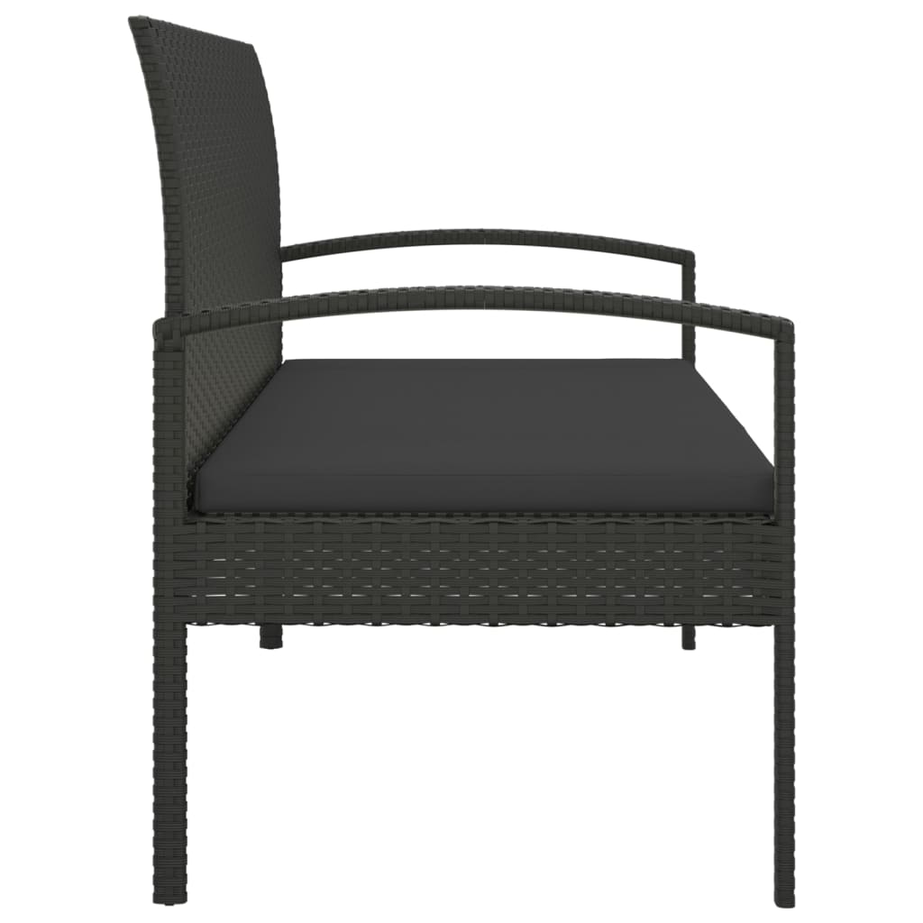 Gartenbank mit Kissen Schwarz 105 cm Poly Rattan