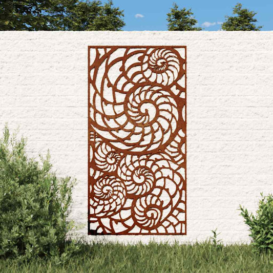 Décoration murale de jardin 105x55 cm acier Corten motif coquillage