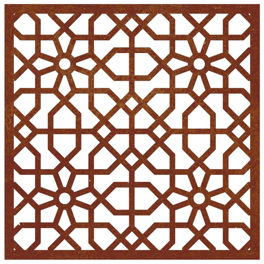 Décoration murale de jardin 55x55 cm Acier Corten Design Mauresque