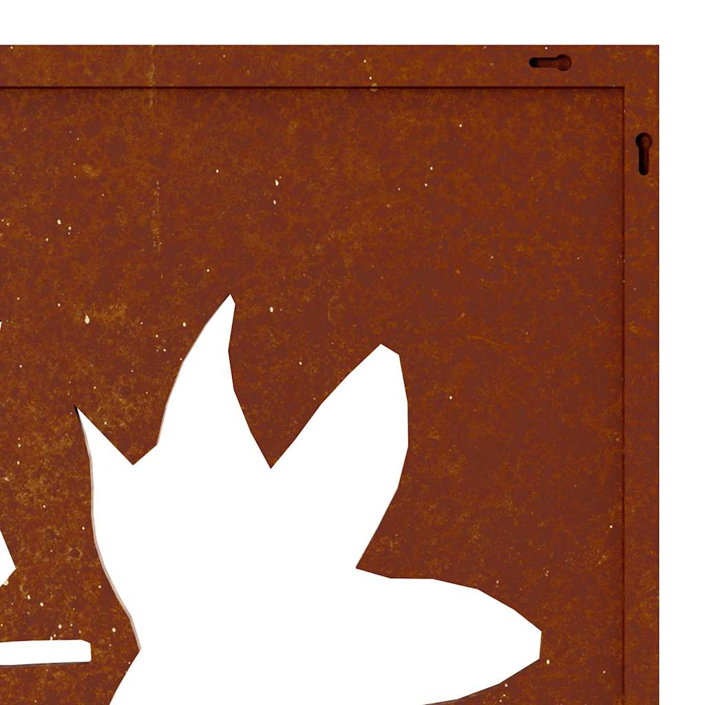 Décoration murale de jardin 55x55 cm en acier Corten motif feuille d'érable
