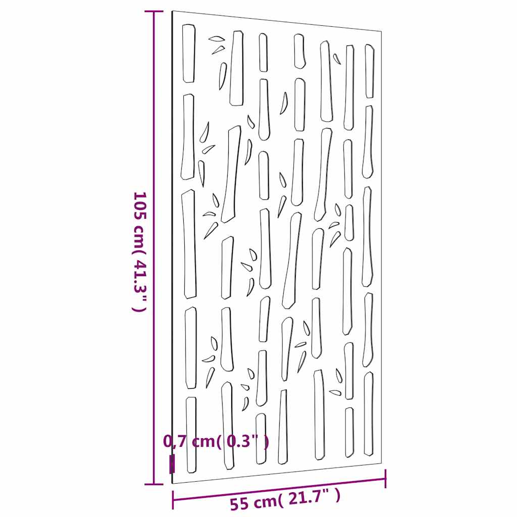 Garden Wall Decor 105x55 cm Corten Steel Bamboo Design