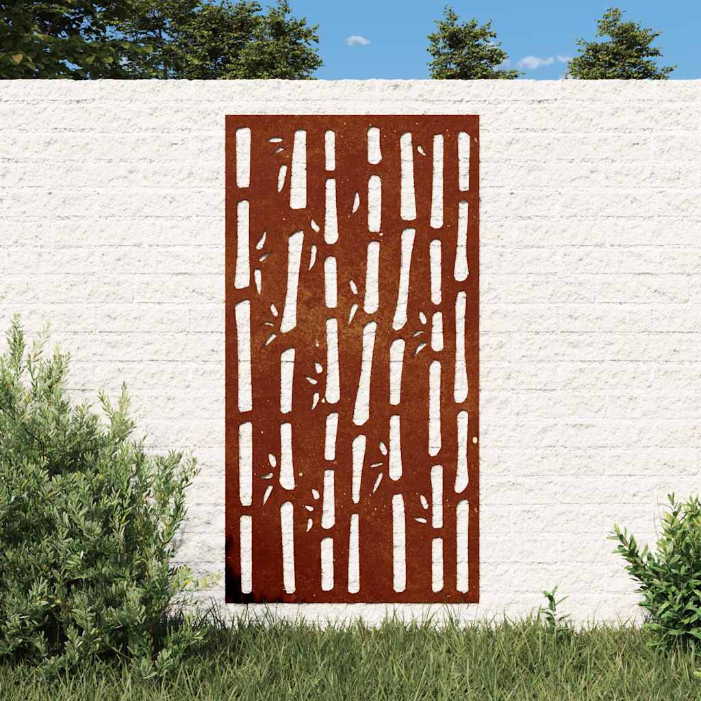Garden Wall Decor 105x55 cm Corten Steel Bamboo Design