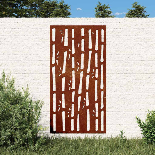 Décoration murale de jardin 105x55 cm acier Corten motif bambou