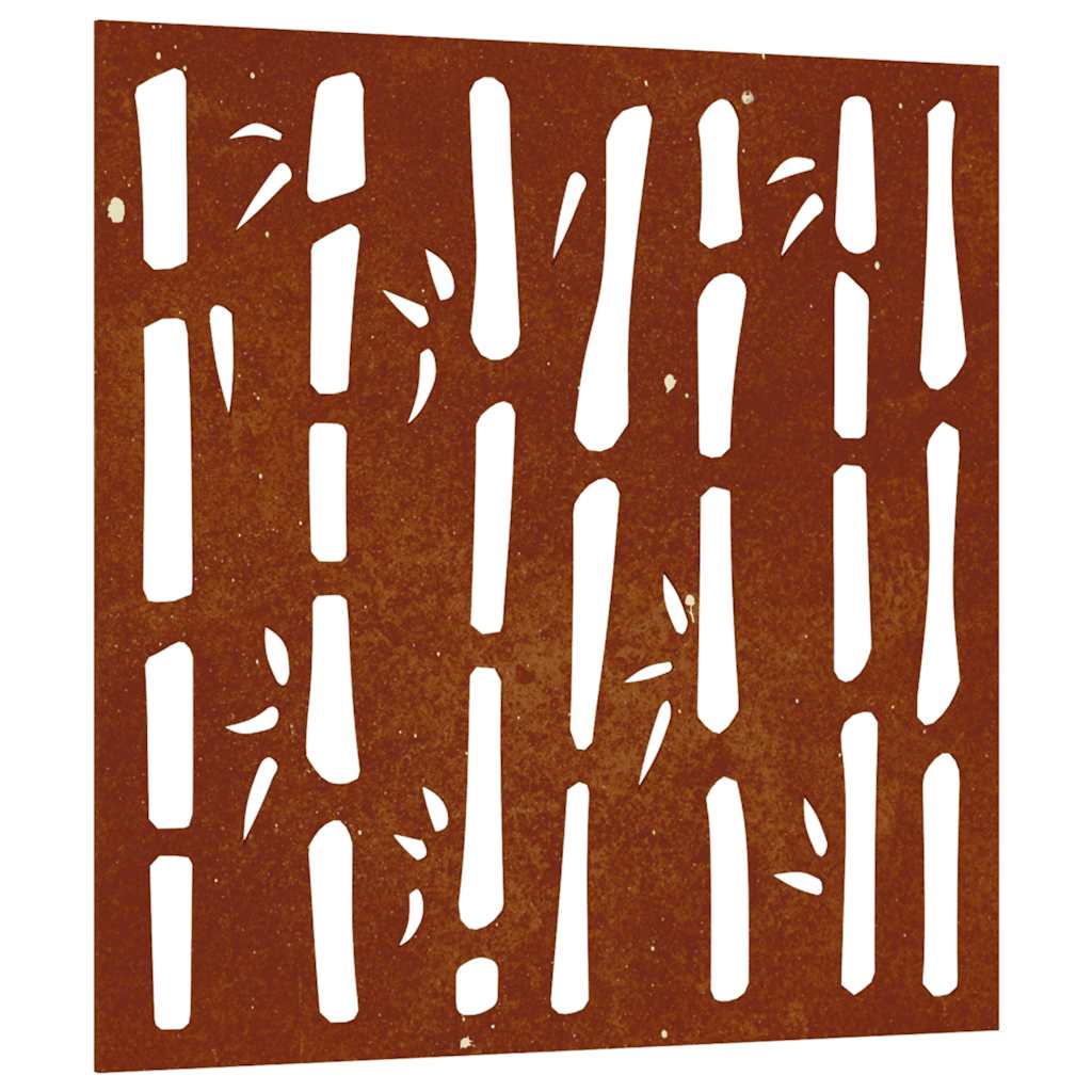 Décoration murale de jardin 55x55 cm Acier Corten Motif bambou