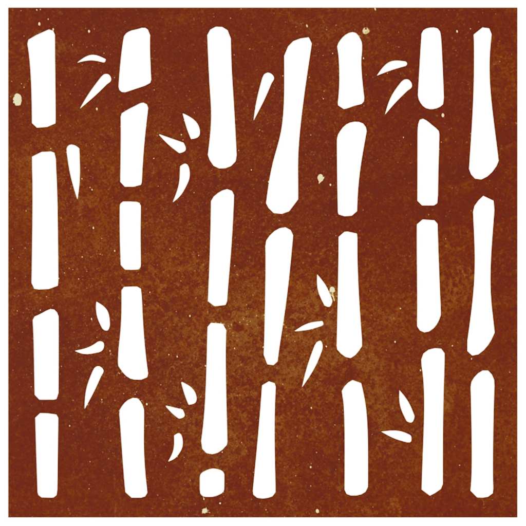 Décoration murale de jardin 55x55 cm Acier Corten Motif bambou