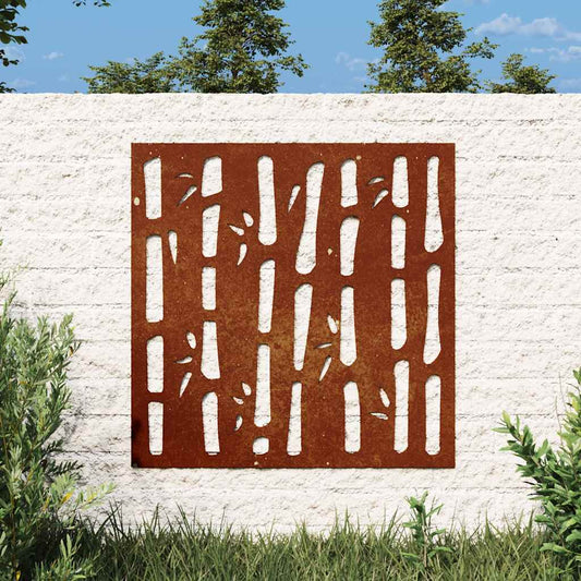 Décoration murale de jardin 55x55 cm Acier Corten Motif bambou