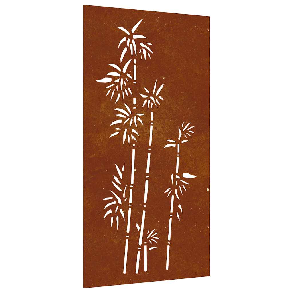 Décoration murale de jardin 105x55 cm acier Corten motif bambou
