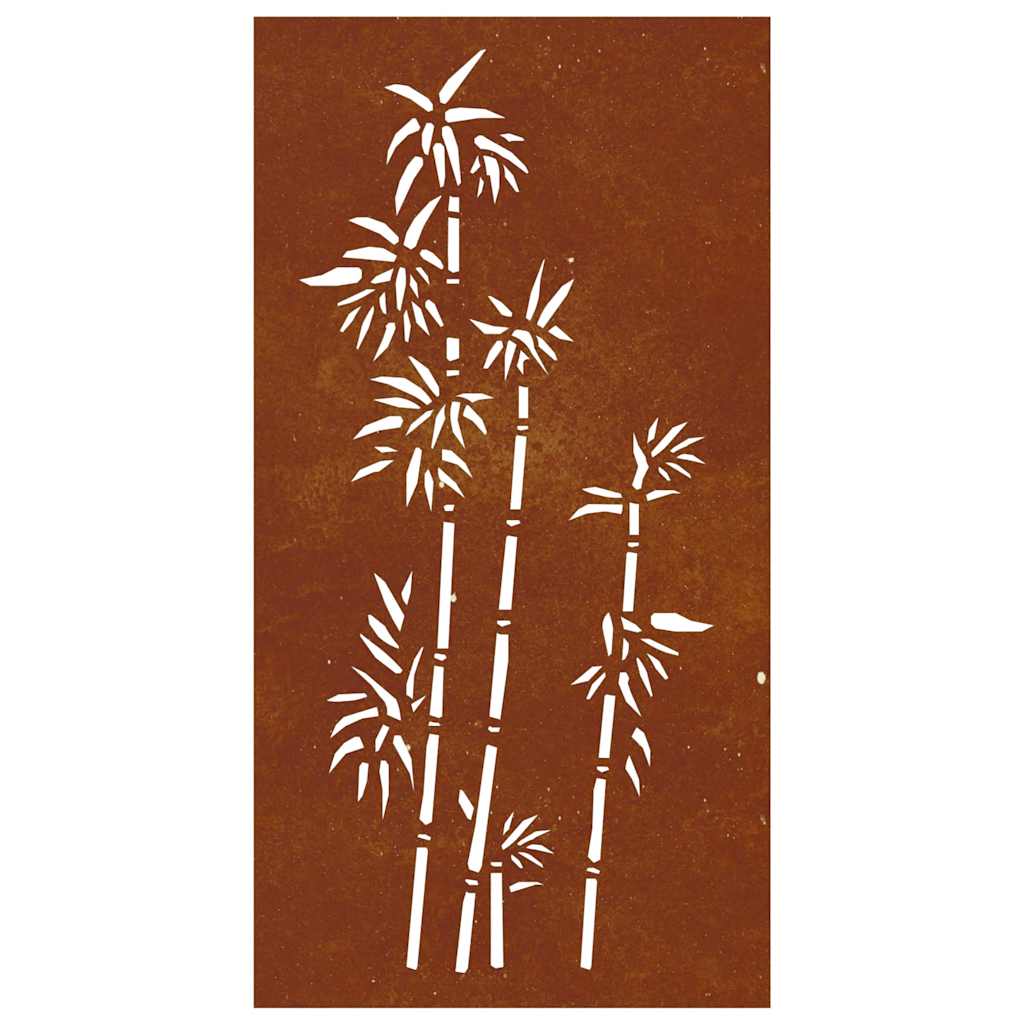Décoration murale de jardin 105x55 cm acier Corten motif bambou