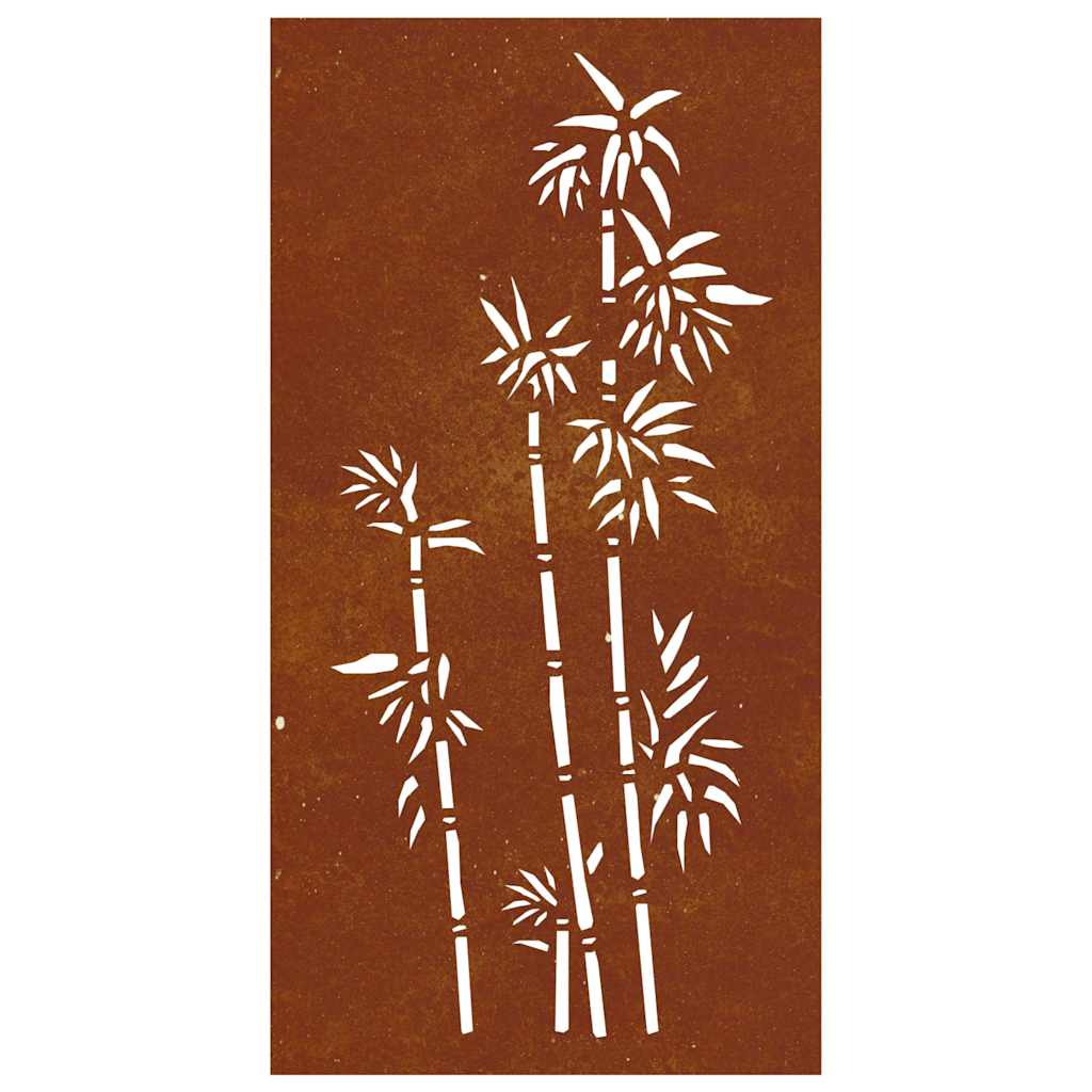 Décoration murale de jardin 105x55 cm acier Corten motif bambou