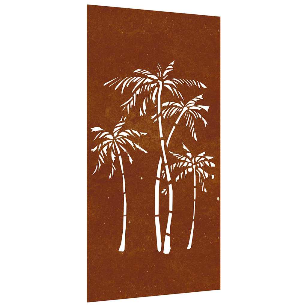 Décoration murale de jardin 105x55 cm acier Corten motif palmier