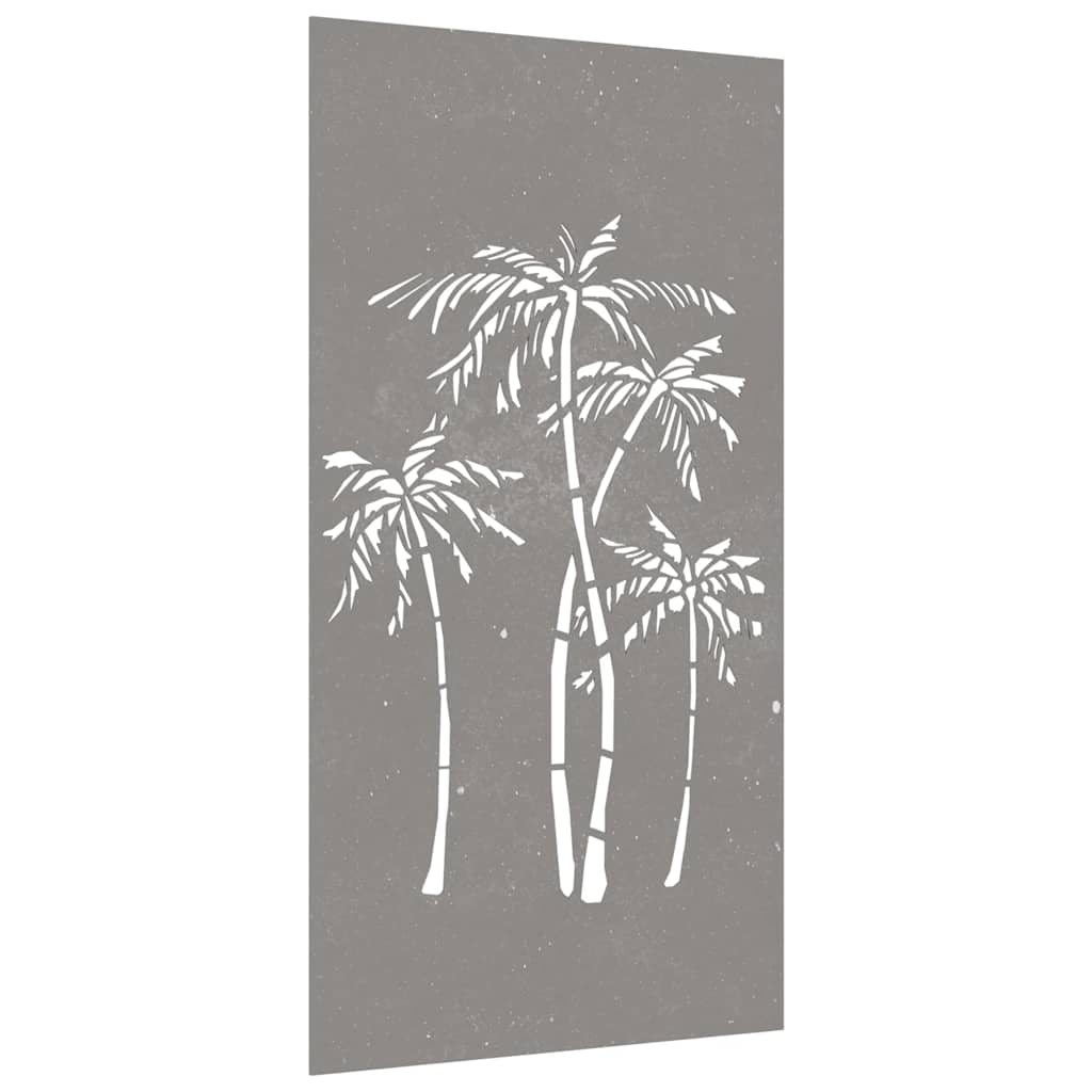 Décoration murale de jardin 105x55 cm acier Corten motif palmier