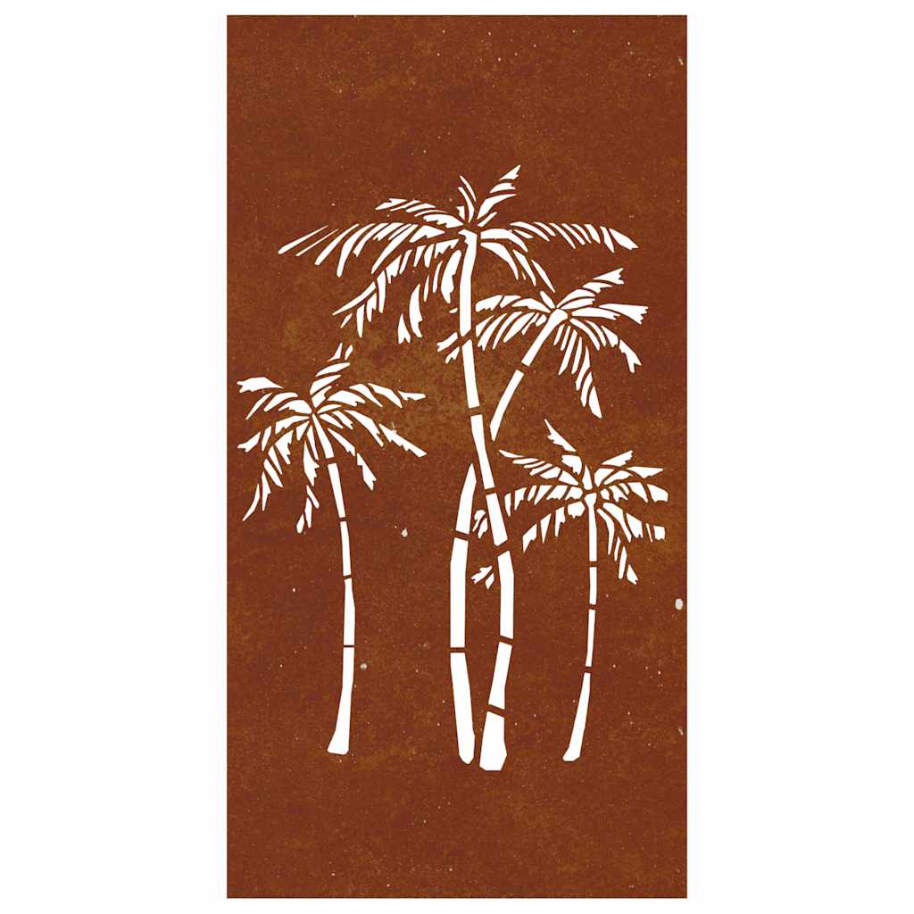 Décoration murale de jardin 105x55 cm acier Corten motif palmier