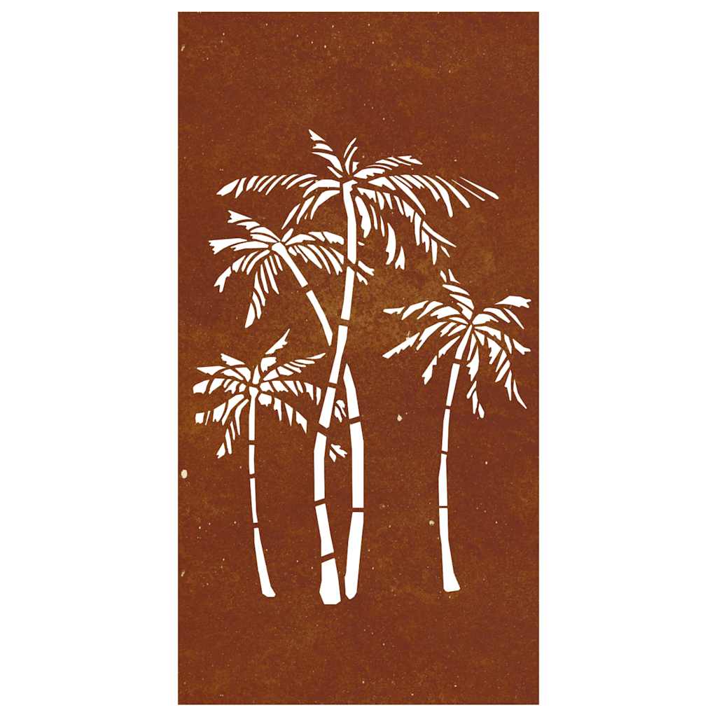 Décoration murale de jardin 105x55 cm acier Corten motif palmier