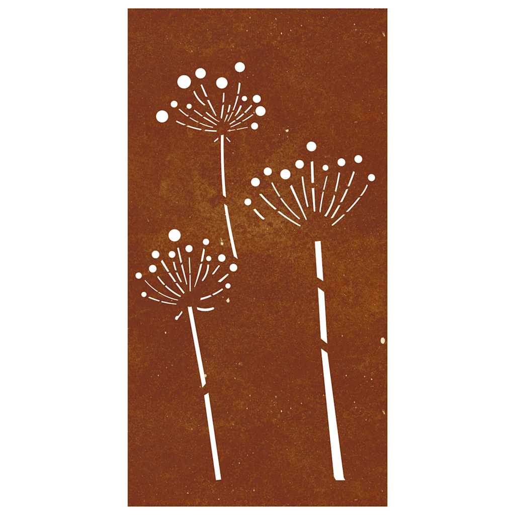 Garden Wall Decor 105x55 cm Corten Steel Flower Design