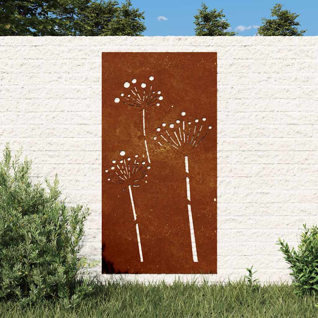 Garden Wall Decor 105x55 cm Corten Steel Flower Design