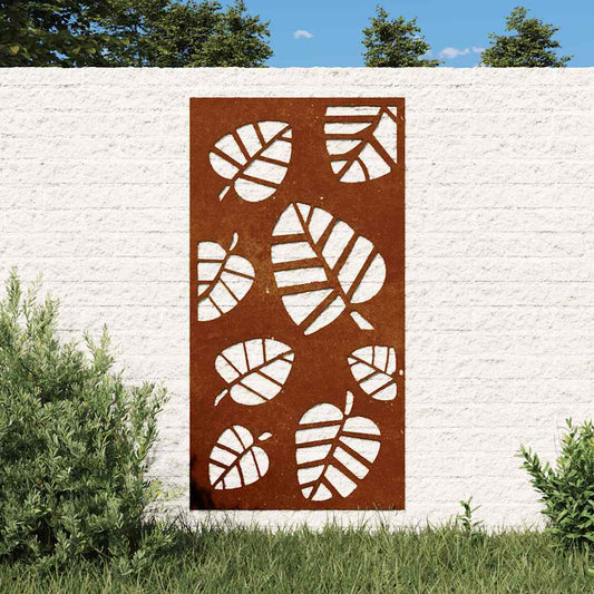 Décoration murale de jardin 105x55 cm en acier Corten design feuille