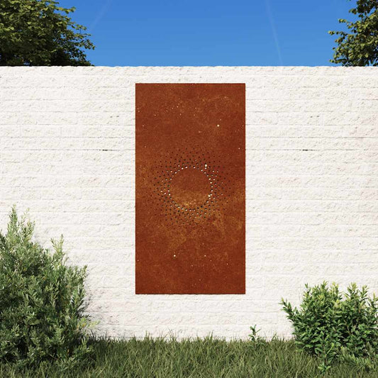 Décoration murale de jardin 105x55 cm acier Corten motif soleil