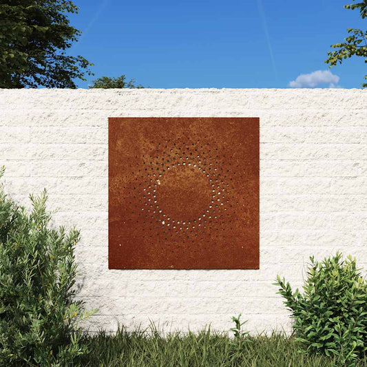 Décoration murale de jardin 55x55 cm en acier Corten design Soleil