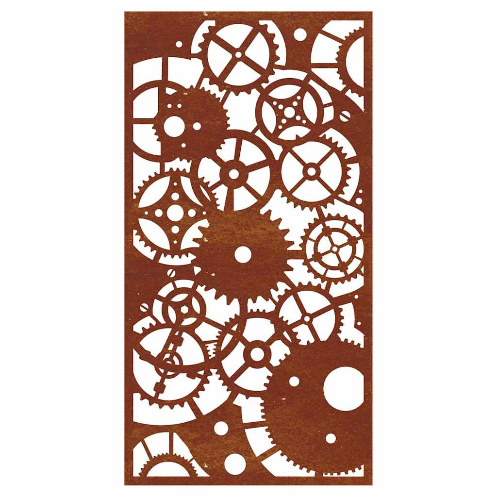 Garten-Wanddeko 105x55 cm Cortenstahl Zahnrad-Design