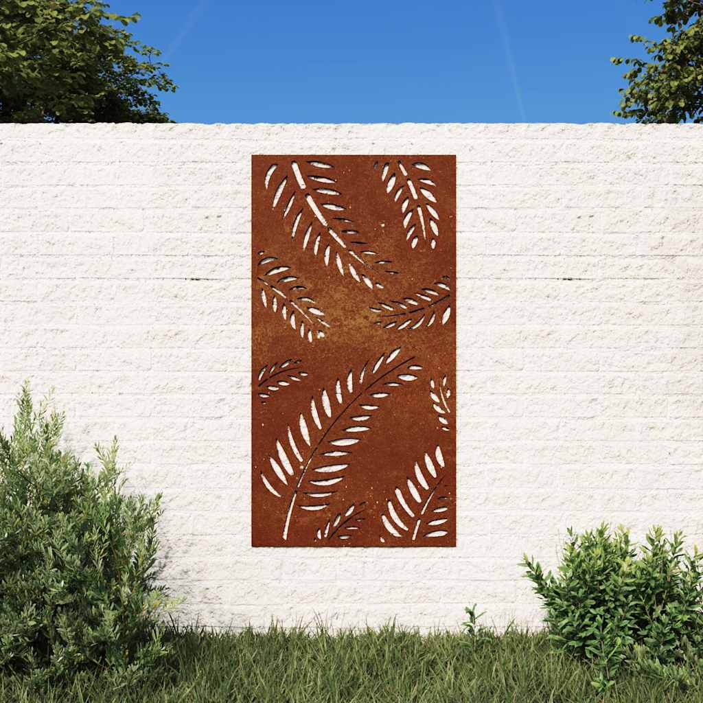 Décoration murale de jardin 105x55 cm en acier Corten design feuille
