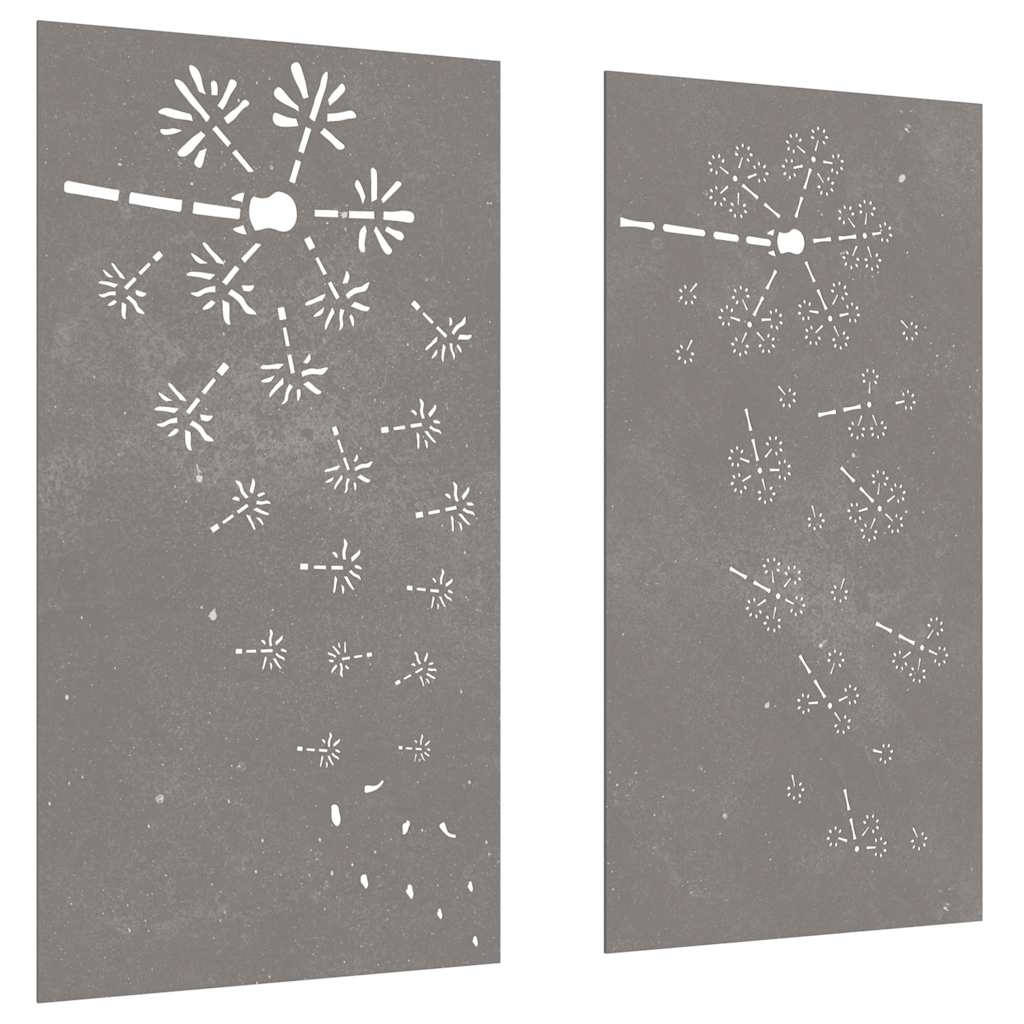 2-tlg. Garten-Wanddeko 105x55 cm Cortenstahl Blumen-Design