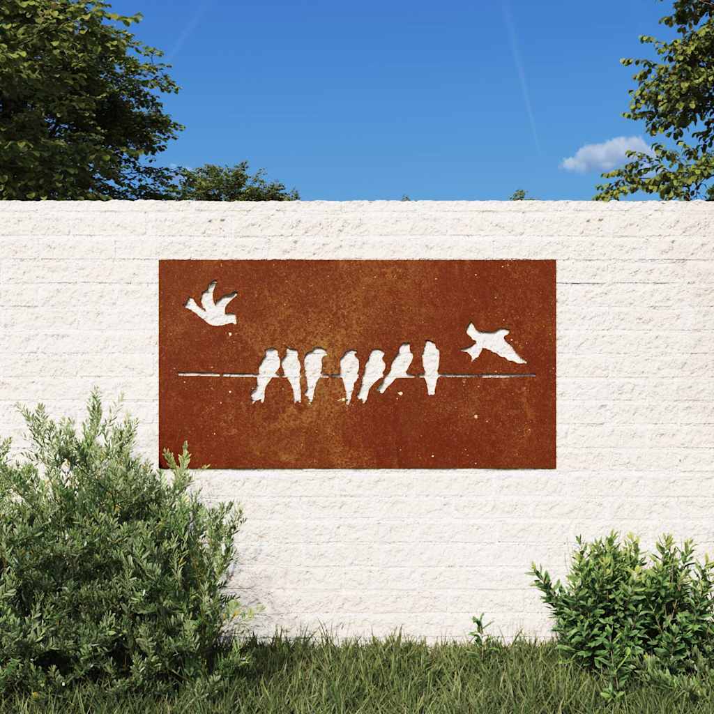 Garden Wall Decor 105x55 cm Corten Steel Bird Design