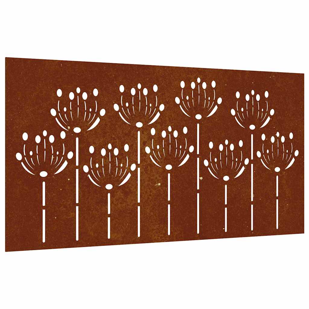Garden Wall Decor 105x55 cm Corten Steel Flower Design