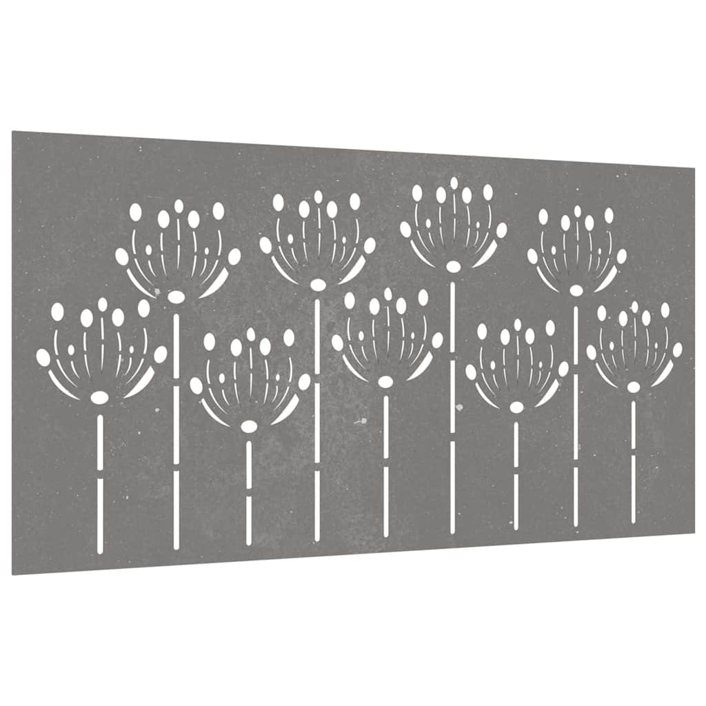 Garden Wall Decor 105x55 cm Corten Steel Flower Design